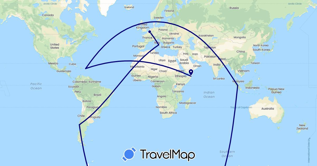 TravelMap itinerary: driving in Belgium, Chile, Ethiopia, Indonesia, Italy, United States (Africa, Asia, Europe, North America, South America)